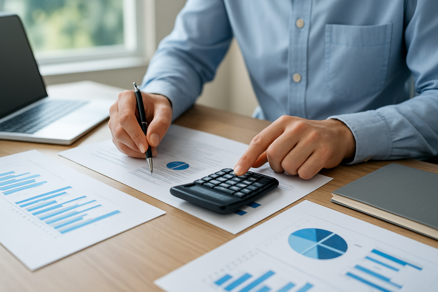 Оптимізація витрат на бухгалтерію для ФОП у 2025 році — робочий стіл з фінансовими документами