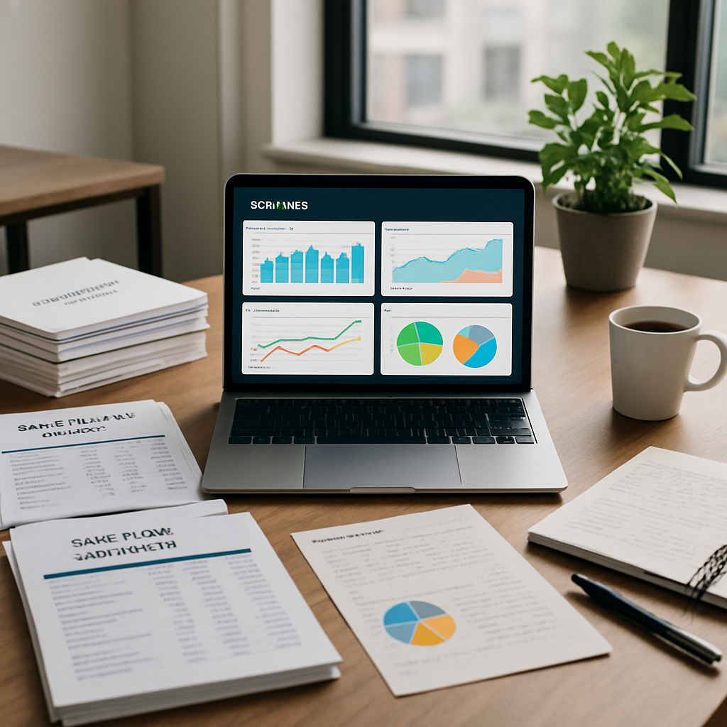 Фінанси ТОВ — аналіз звітів компанії на ноутбуці та робочому столі